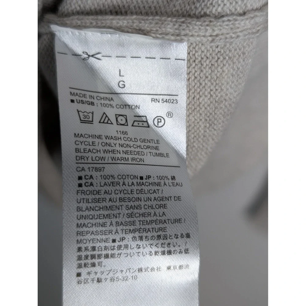 Banana Republic Sweater Mens L Beige‎ V-Neck Cotton Lightweight Pullover